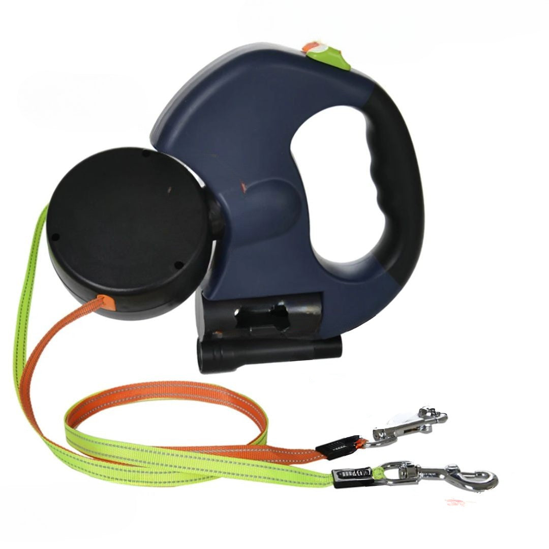 犬用の伸縮リード - LEDランプと袋ディスペンサー付き