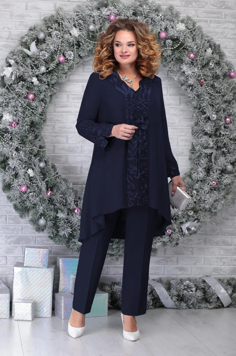 Ruth | Ensemble Bluse i Flytende Stoff og Elegant Bukse