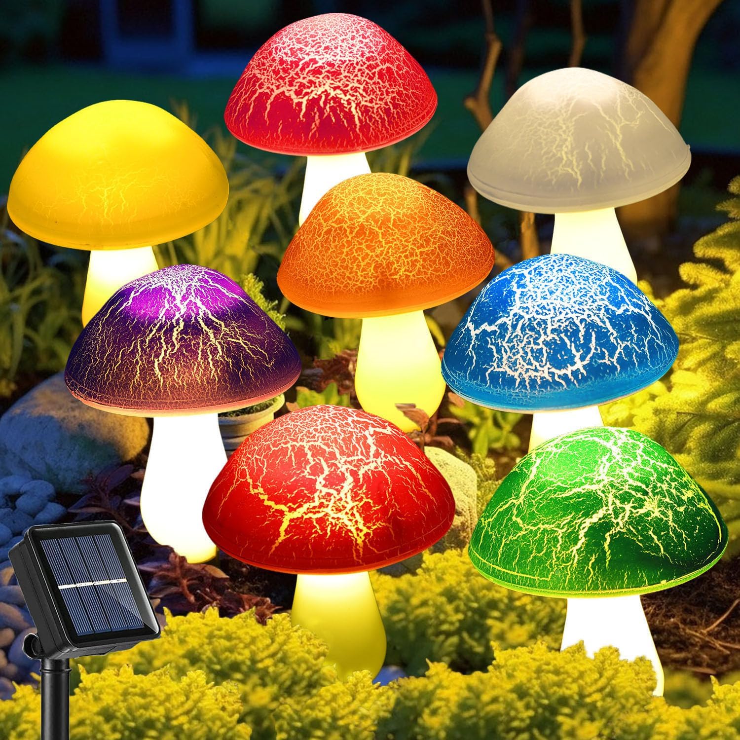 Kit de Luzes Solares de Jardim — Cogumelos Luminosos Decorativos 
