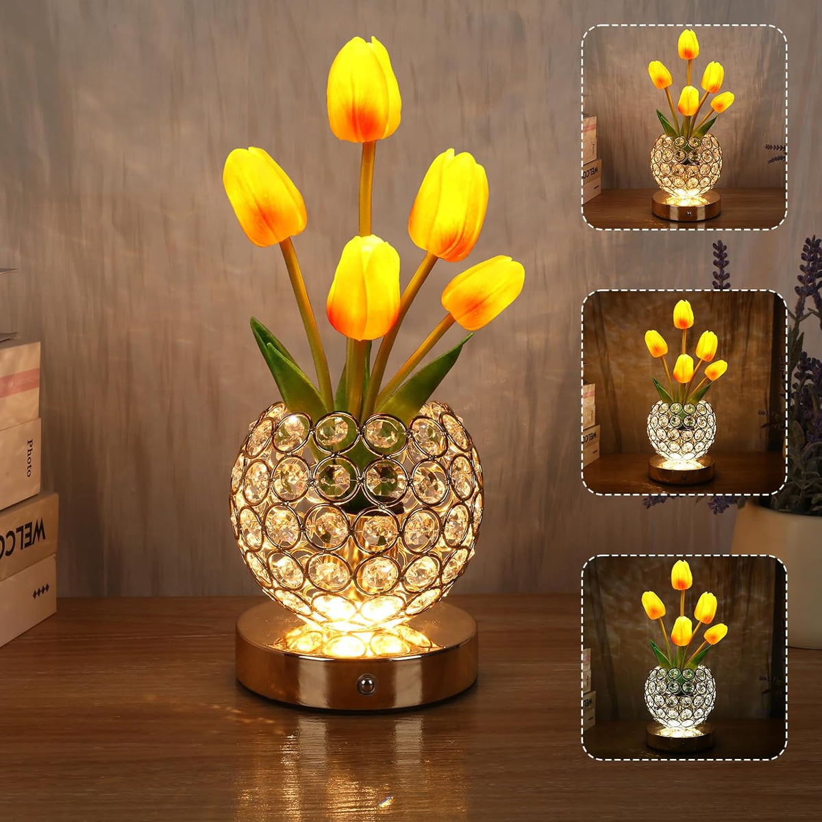 Lampă de Noptieră Tactilă – Strălucire Cristalină Elegantă 