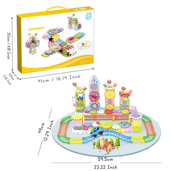 Elektrische Bausteine mit Zahnrädern für Kinder: Erstellen und Lernen 