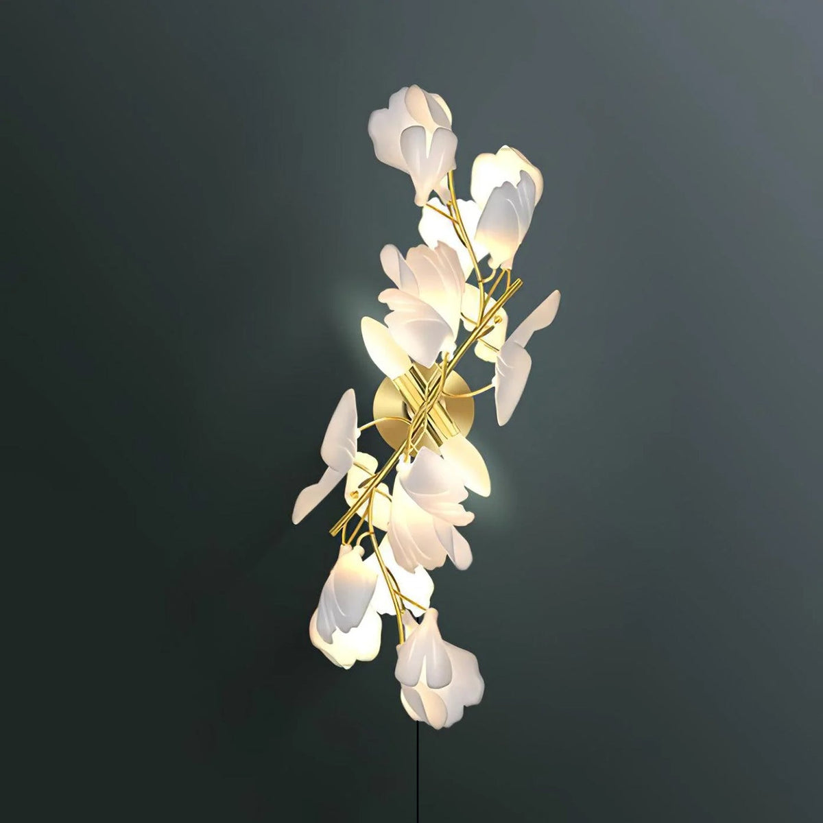 Applique Murale Florale — Élégance Dorée & Lumière Douce