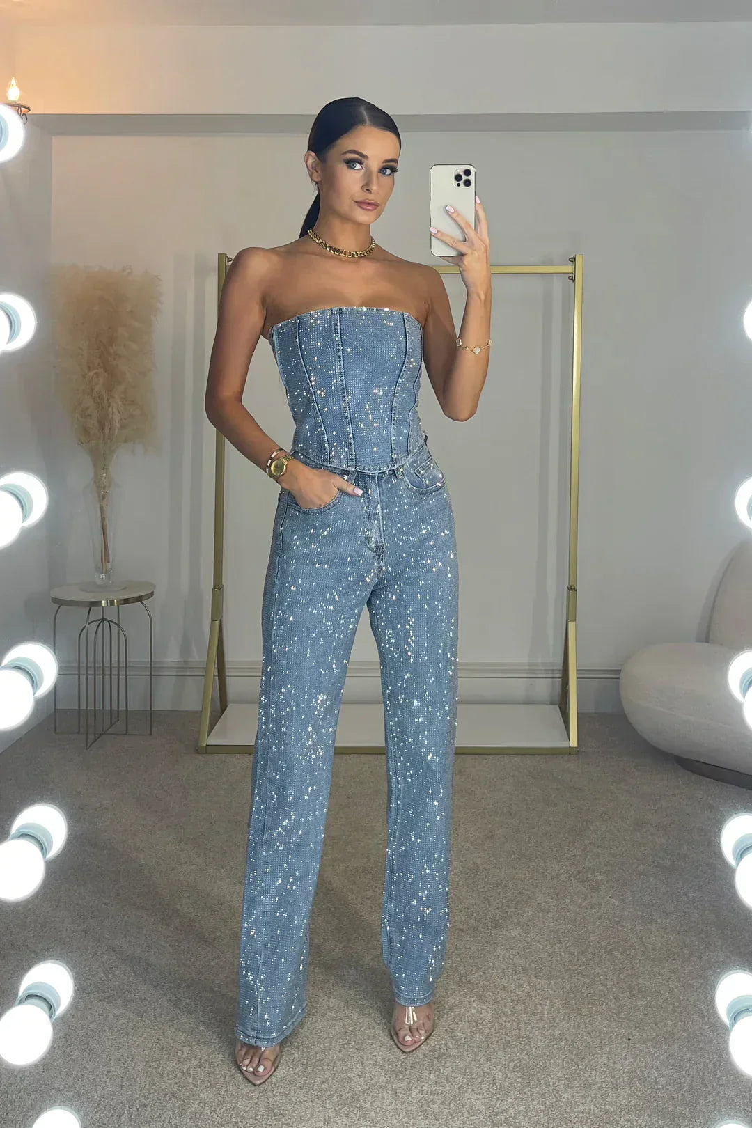 Ginia | Salopetă Lungă Bustieră – Glamour și Distincție 
