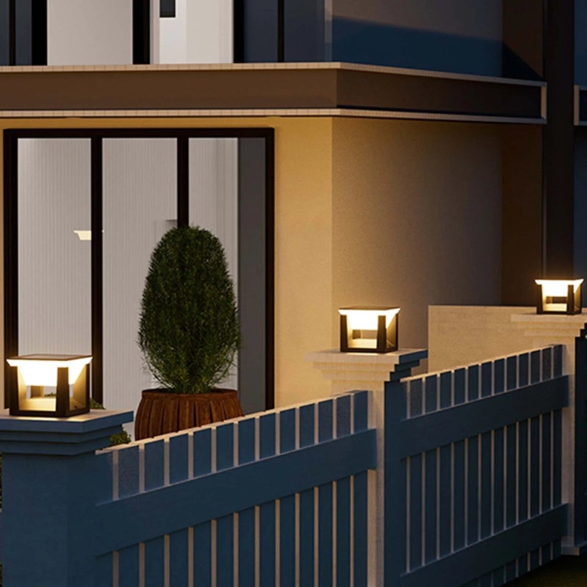 Utendørs solcellelampe - firkantet form og moderne finish