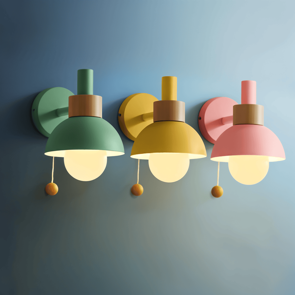 Applique Murale Pastel Avec Interrupteur À Tirette — Éclairage Doux & Style Moderne