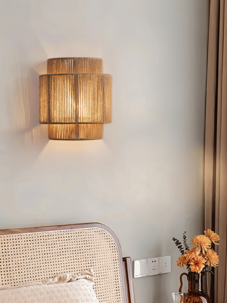 Rattan fali lámpa kender kötél árnyékoló - természetes fény & autentikus Charm