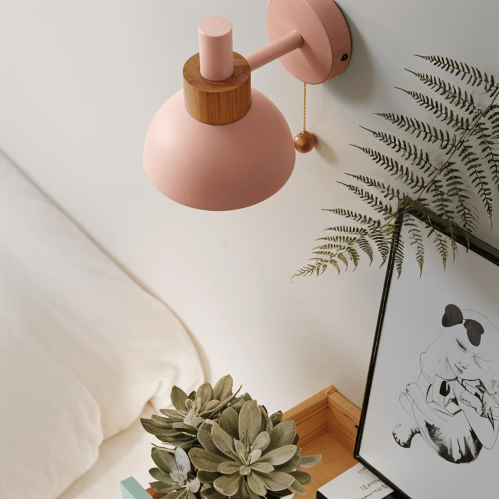 Applique Murale Pastel Avec Interrupteur À Tirette — Éclairage Doux & Style Moderne