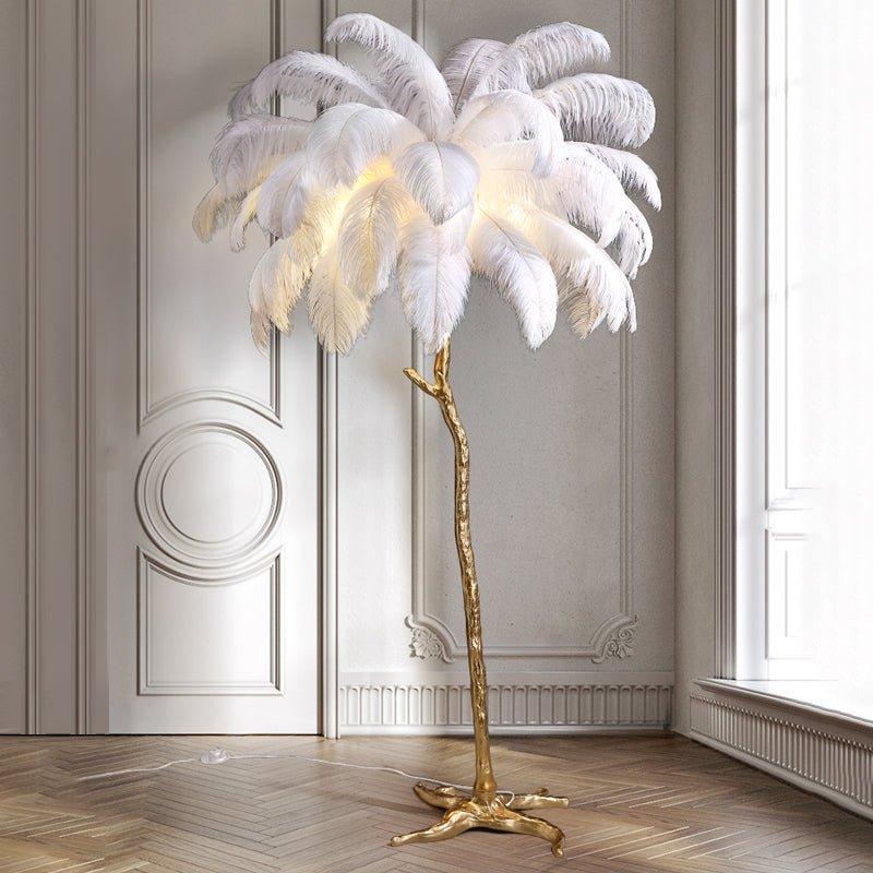 Luksusowa lampa solna – elegancki klosz z piór 
