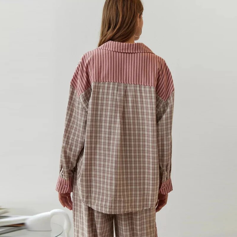 Charlotte | Pyjamas Bekväm Chic Med Ränder Och Rutor 