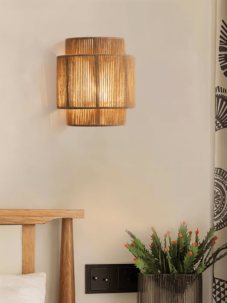 Rattan fali lámpa kender kötél árnyékoló - természetes fény & autentikus Charm