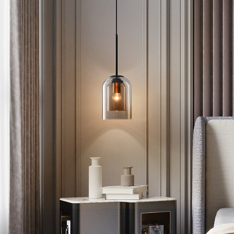 Lampe Suspendue Vintage En Verre – Double Finition Métallisée