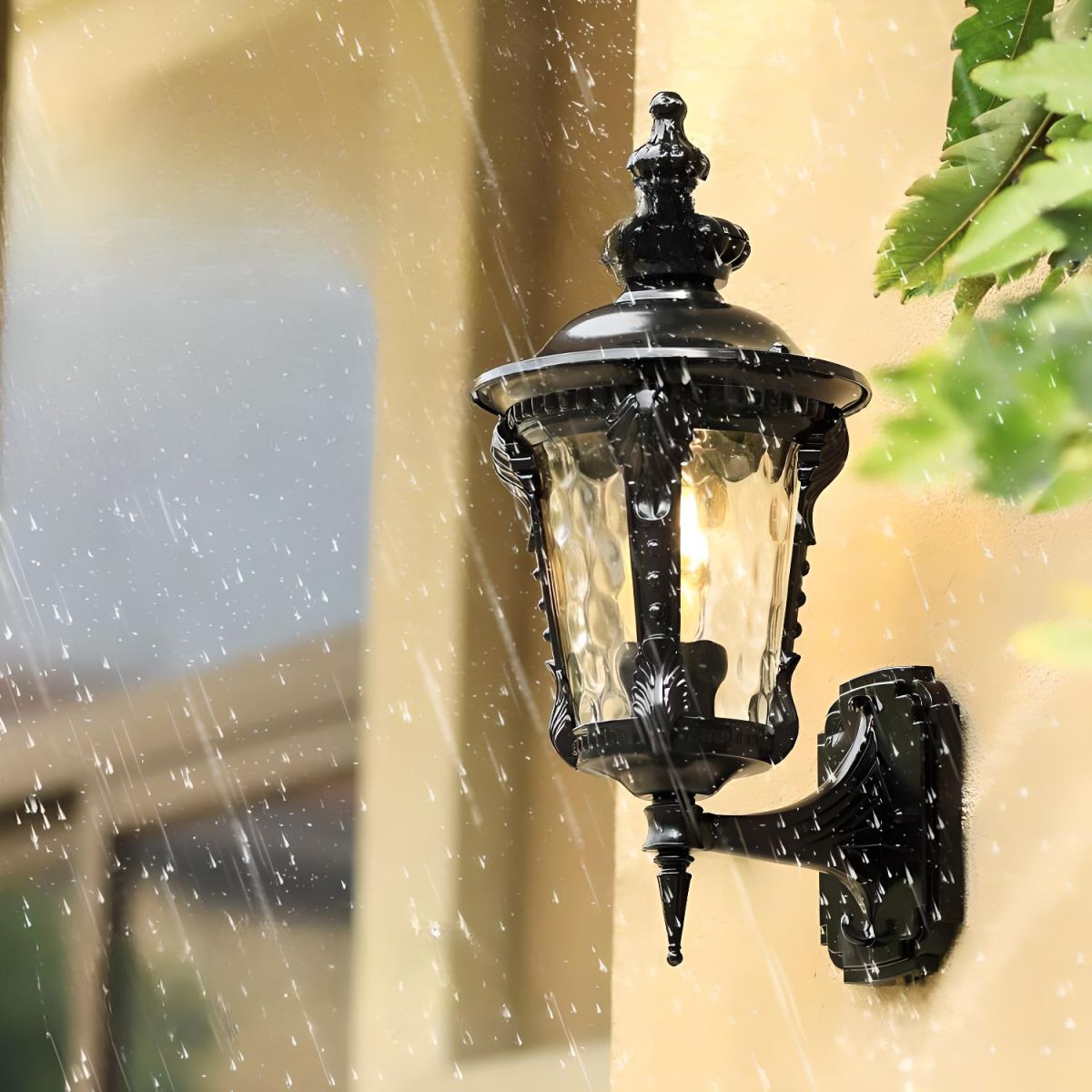 Vintage Vegglampe i Glass – Retro Stil og Utendørs Motstand 